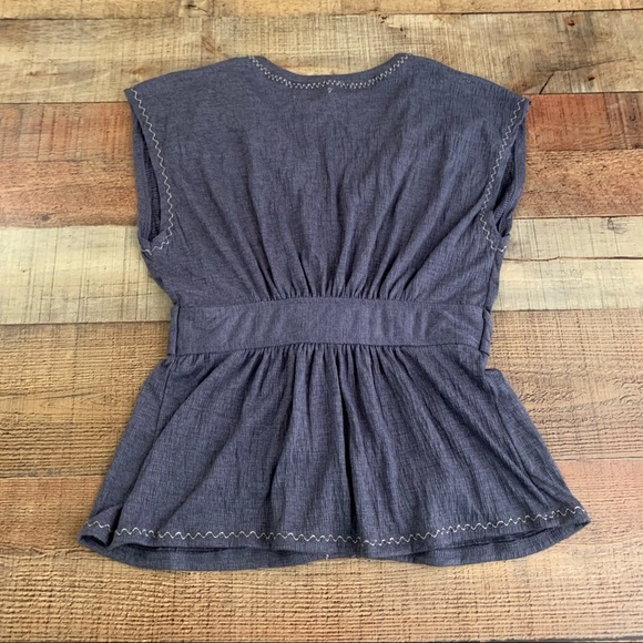 Max studio womens short sleeve v-neck blouse with tie belt - L - Picture 6 of 8